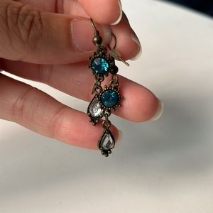 Parisian Petite Blue Stone Dangling Earrings